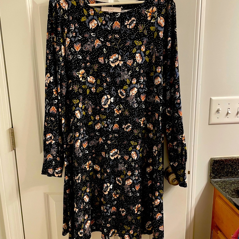 Black paisley long sleeved dress.